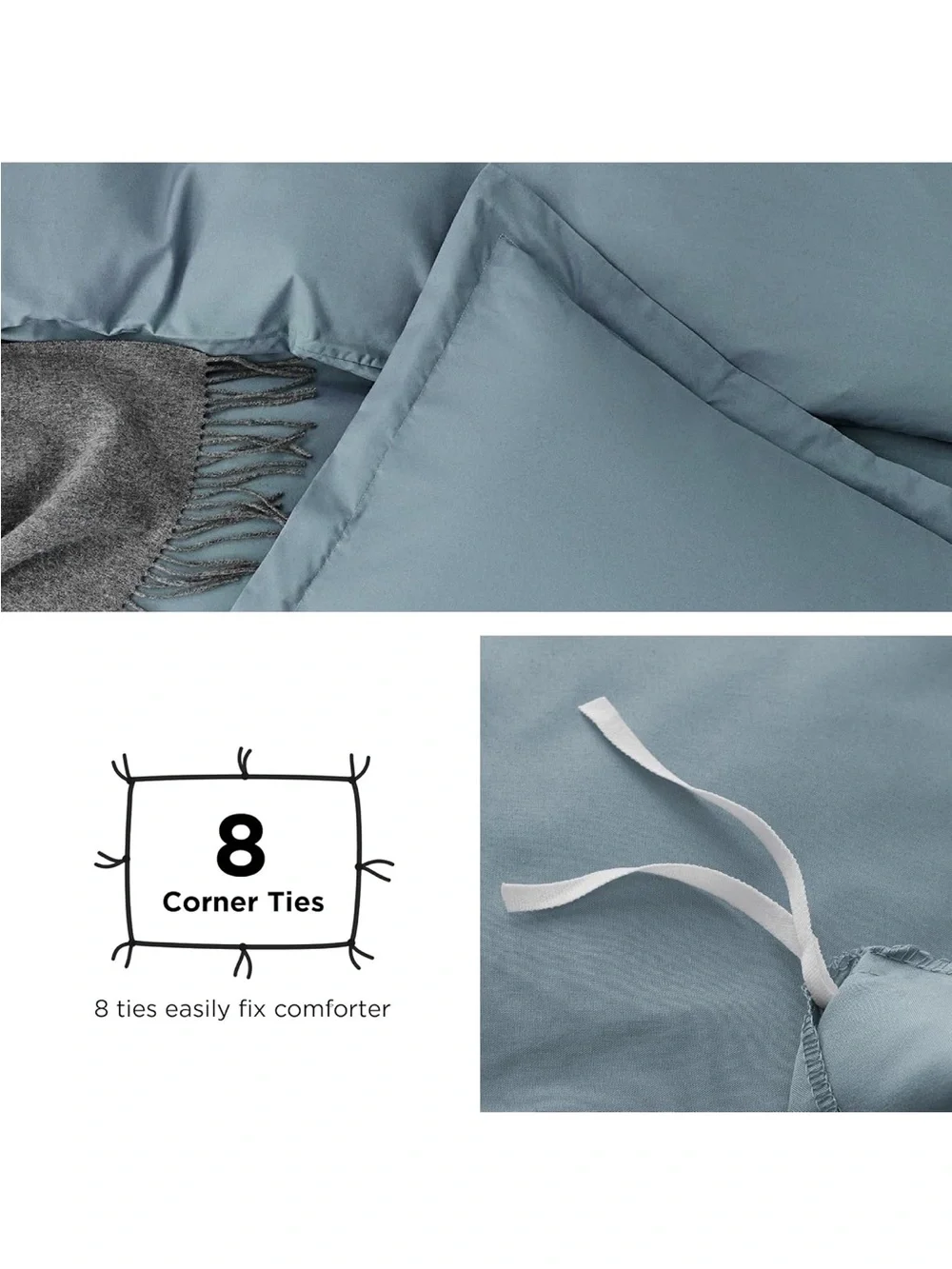 NEW Bedsure Twin/Twin XL Duvet Cover, Double Brushed Bedding Set, Mineral Blue